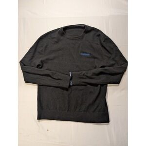 Greyson Mens Large 100% Cashmere Crewneck Sweater Black Blue Luxury Comfy Soft